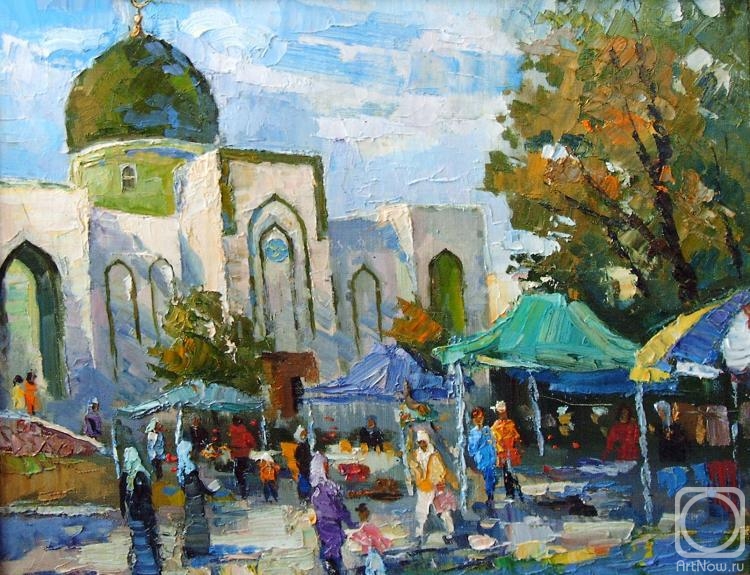 Veselkin Pavel. Bazaar and mosque in Almaty. Kazakhstan