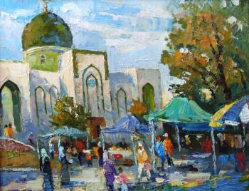 Bazaar and mosque in Almaty. Kazakhstan. Veselkin Pavel