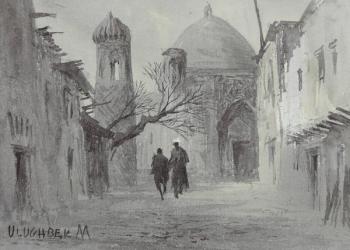 A street with a view of the Rukhabad mausoleum. Mukhamedov Ulugbek