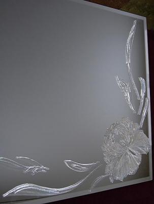 Decor for mirror "Crystal Peony", glass fusing