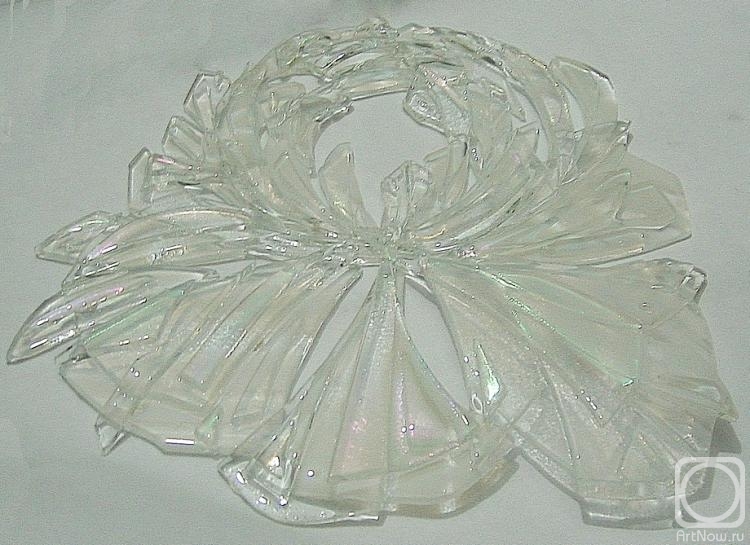 Repina Elena. Decor for mirror "Crystal Peony", glass fusing (fragment on white background)