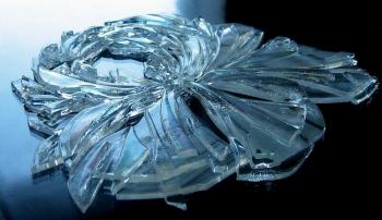 Decor for mirror "Crystal Peony", glass fusing (another perspective)