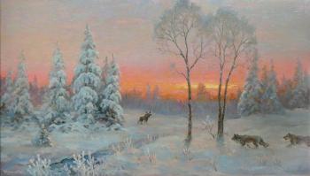 Wolves on hunting. Volkov Sergey