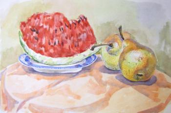 Slice of watermelon and pear