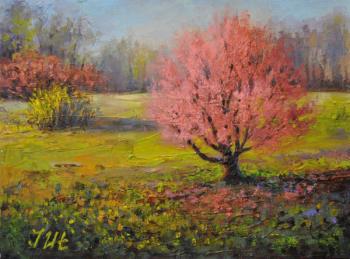 Spring. Diptych part 1. Blooming cherry. Herrero-Utiasheva Julia
