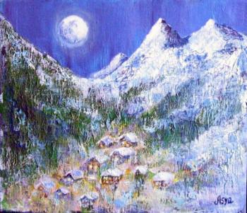 Alpine twilight and moonlight