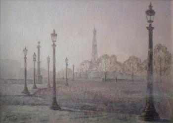 Morning fog. Place de la Concorde, Paris
