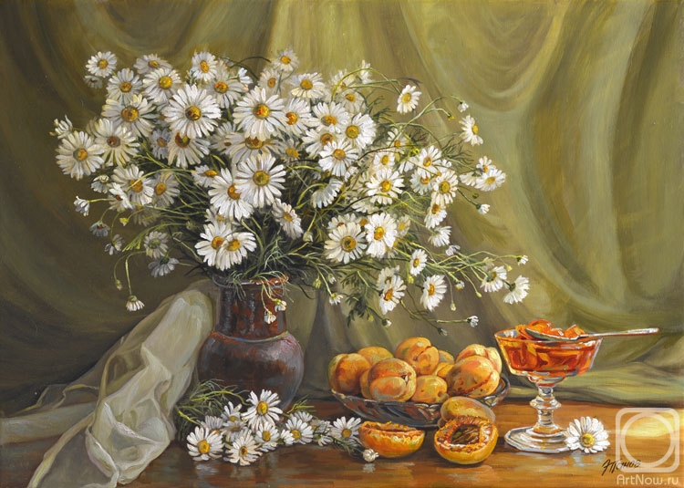 Panov Eduard. Daisies with apricots