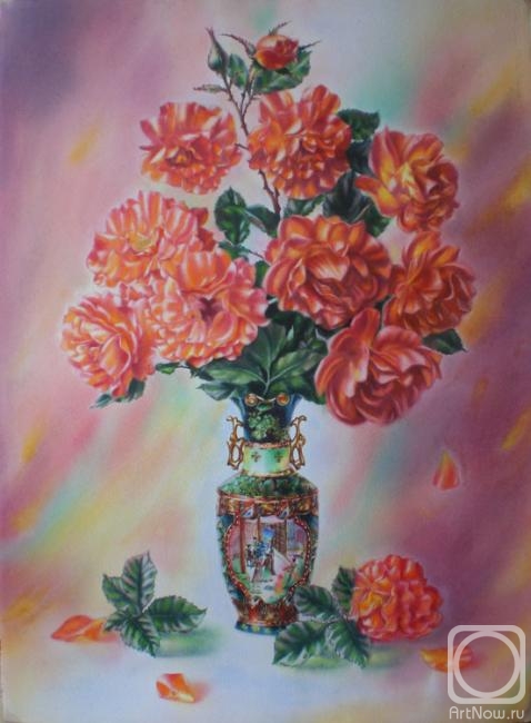Golubkin Sergey. Roses in a Chinese vase