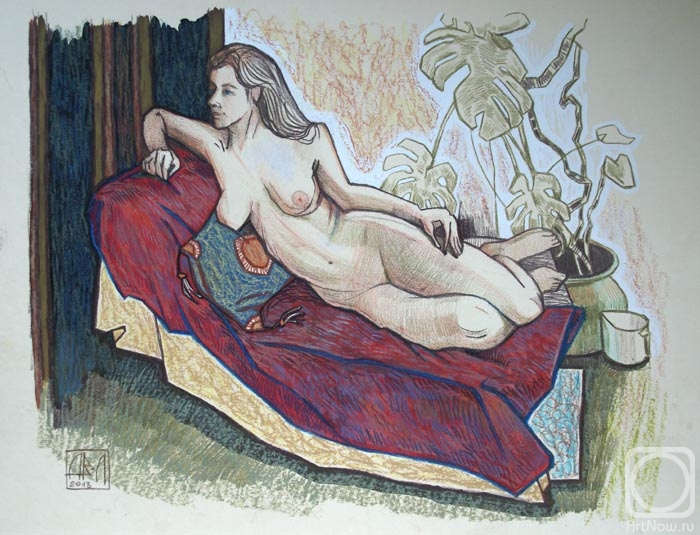 Vladimirova-Lavrova Anna. Model on red