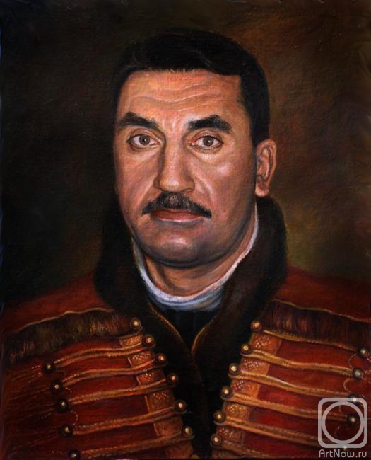 Shumakova Elena. Portrait of a man in a hussar costume