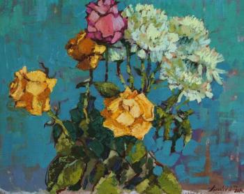 Roses on blue. Polyakov Arkady