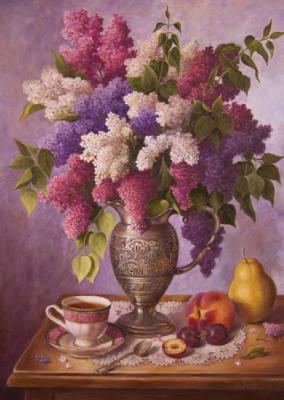 Still life "Lilacs and fruits". Gayduk Irina
