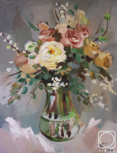 Pushina Tatyana. Flowers in the crystal flower vase