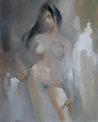Nude on gray (Brunet). Pushina Tatyana