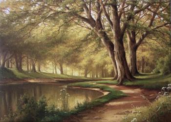 Oaks at a pond