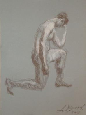 Thinking about victory. Sketch (Nude Male Nature). Zhdanov Alexander