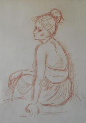 Sketch of a seated girl