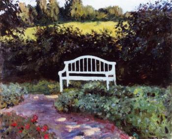 22-Bench in Trigorskoe homestead. 40x50.(oil on canvas)