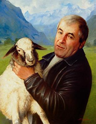 Portrait of a man with a lamb. Mazur Nikolay