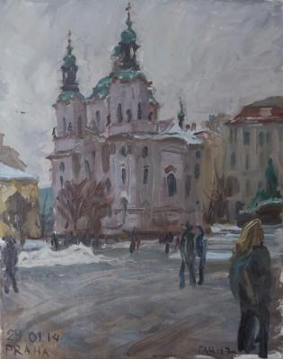 Painting Prague, Staromestske Namesti, St Nicholas. Dobrovolskaya Gayane