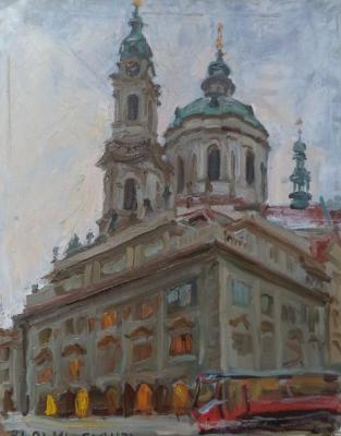 Painting Prague, Malostranske Namesti. Dobrovolskaya Gayane