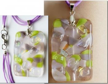 Pendant "April" glass fusing (Glass With Iridescence Clear). Repina Elena
