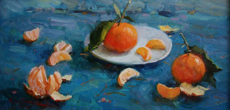 Sviridov Sergey. Tangerines on turquoise