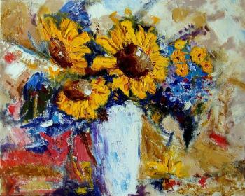 Sunflowers in a white vase 2. Zhadko Grigory