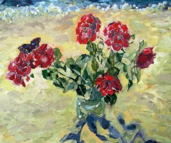 Red roses by the blue sea. Sechko Xenia