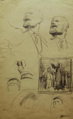 Speech of V. I. Lenin on Red Square (sketches for the painting)