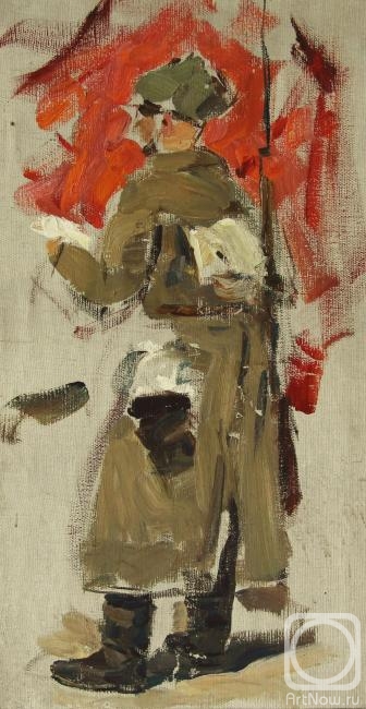Gremitskikh Vladimir. A Red Army soldier with a leaflet (sketch for the painting)