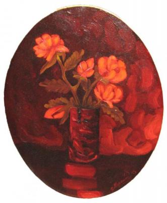 Roses in a red vase. Miroshnikov Vyacheslav
