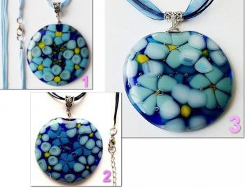 Pendant "Do not forget me!" glass fusing (Multilayered). Repina Elena