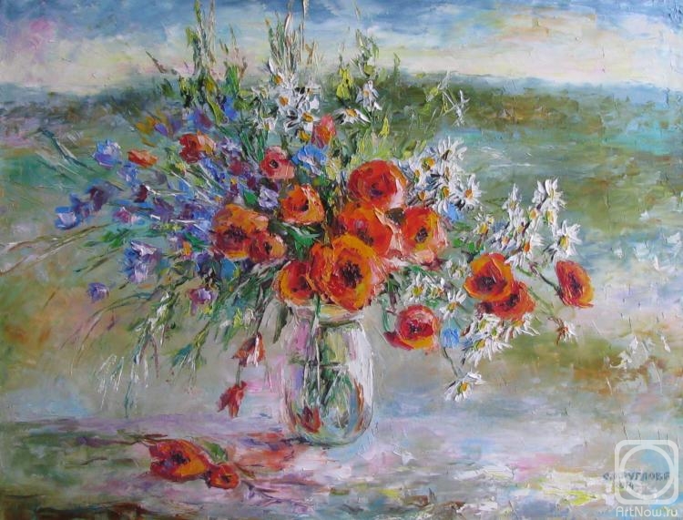 Kruglova Svetlana. Flowers and grass field