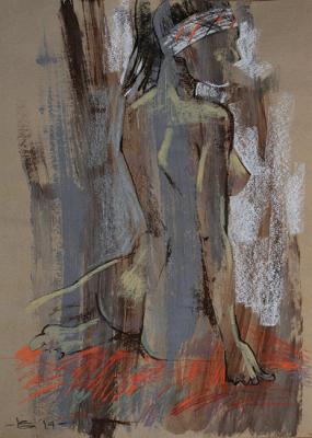 Girl with a head bandage