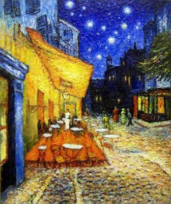 Night terrace cafe. Van Gogh (free copy). Jelnov Nikolay