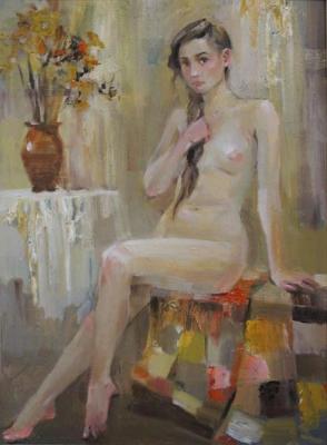 Nude on patchwork quilt. Pushina Tatyana