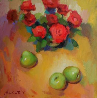 Red fslower. Oil on canvas, 45x45 cm., 2013. Makarov Vadim