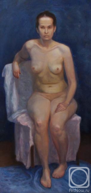 Shumakova Elena. Nude on a blue background