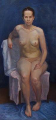 Nude on a blue background (A Nude). Shumakova Elena