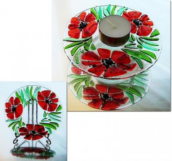 a candlestick "Poppy" glass fusing (Handmade Tableware). Repina Elena