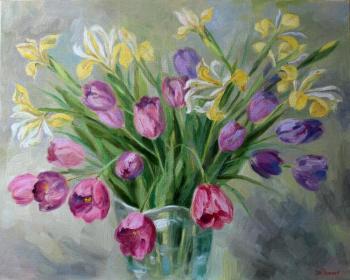 Irises and tulips. Norenko Anastasya