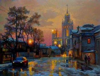 Moscow. Winter twilight on Goncharnaya