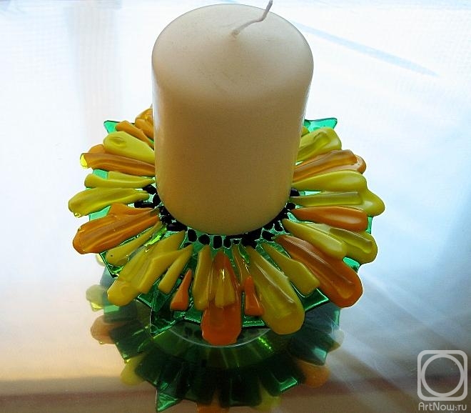 Repina Elena. a candlestick "Sunflower" glass fusing