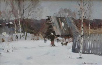 Winter. Serbino (Woman With Buckets). Shevchuk Vasiliy