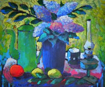 Still-life with a green coffee pot