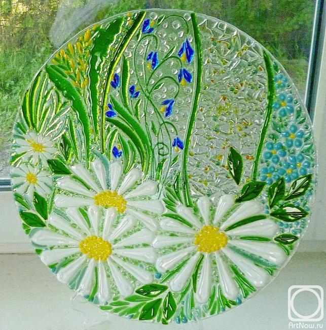 Repina Elena. Large dish for the holiday table, "Dreaming of Summer" Option 2 glass fusing