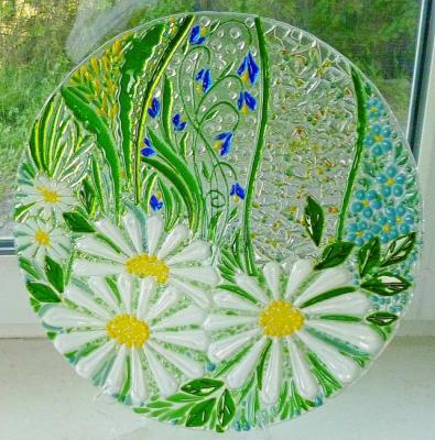 Large dish for the holiday table, "Dreaming of Summer" Option 2 glass fusing (Author Tableware). Repina Elena