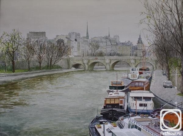 Kiryanova Victoria. Early spring. Barges on the Seine